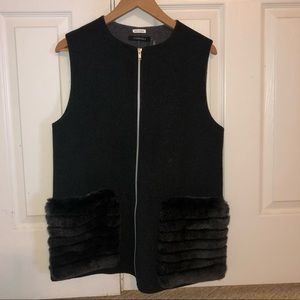 NWT-rabbit fur & cashmere/wool Vest